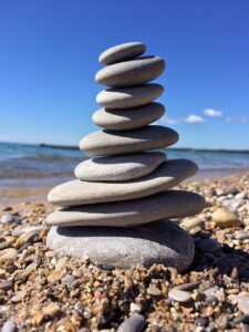 rocks, stacked, balance, nature, stone, water, beach